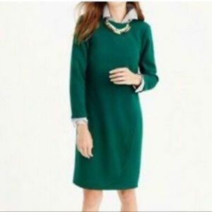 J. Crew green overlapping long-sleeve shift career holiday dress | Size 6